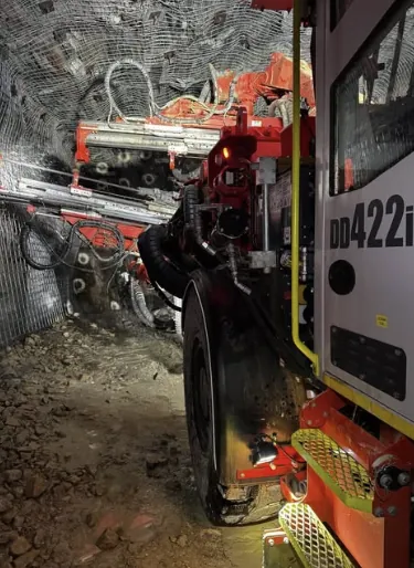A DD422i development jumbo underground.